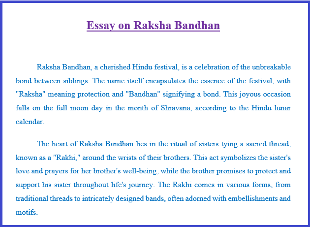 essay writing in english on raksha bandhan